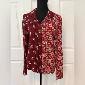 Floral Patchwork Button-Up Blouse